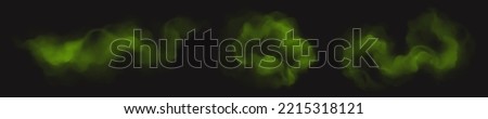 Realistic green smoke, stink, bad smell or poison gas clouds. Chemical toxic vapour, stench breath or sweat odor. Isolated smelly garbage miasma, fume design elements, 3d vector illustration, set Royalty-Free Stock Photo #2215318121