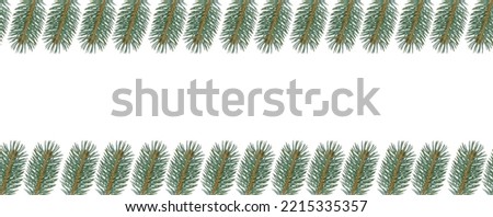 Pine branch isolated on white background, seamless pattern