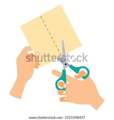 Drawing Of Cutting Paper With Scissors
