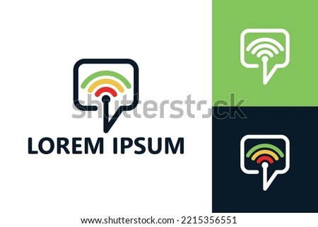 Signal network chat logo template design vector