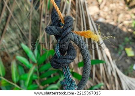 Details of big and small ropes with knotted knots