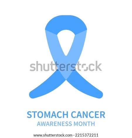 Stomach cancer awareness ribbon poster. Blue bow for support and solidarity month. Medical concept. Vector illustration.