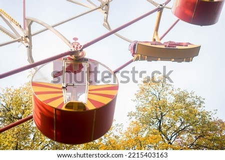 Vintage Retro Ferris Wheel on Blue Sky. High quality photo