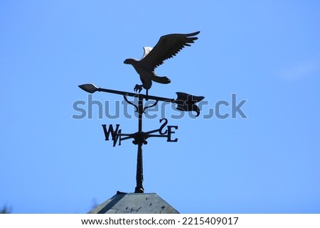 Metal eagle on top of weather vane Royalty-Free Stock Photo #2215409017