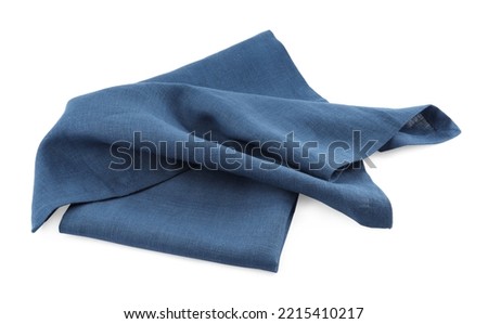 Blue cloth kitchen napkin isolated on white Royalty-Free Stock Photo #2215410217