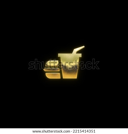 Food and drinks Luxury realistic golden icon on black background overlay