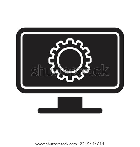 Repair computer icon design. Computer repair logo template. Software development vector design. Desktop service. vector illustration