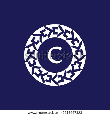 logo initials letter C. modern and elegant circle emblem. ornamental circular emblem. same pattern emblem