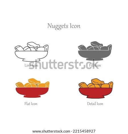 Nuggets Line, Fill, Flat, Outline, Detail Color Icons and Icon set in vector Illustration - Fast Food Royalty-Free Stock Photo #2215458927