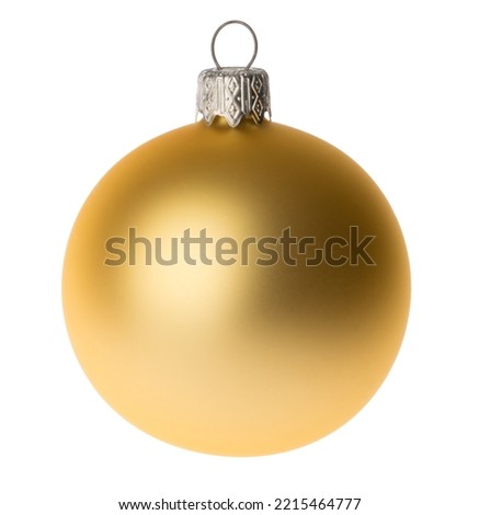 Yellow Christmas ball isolated on white without shadow Royalty-Free Stock Photo #2215464777