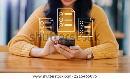 Online business contract Electronic signature, e-signing, digital document management, paperless office, business hand working at office Royalty-Free Stock Photo #2215465895