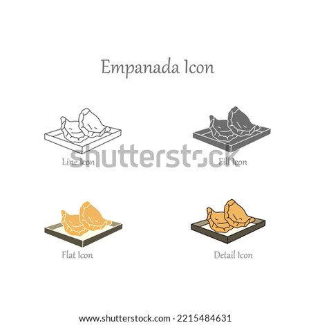 Empanada Line, Fill, Flat, Outline, Detail Color Icons and Icon set in vector Illustration - Fast Food Royalty-Free Stock Photo #2215484631
