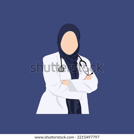 Doctor girl with hijab minimalist illustration vector