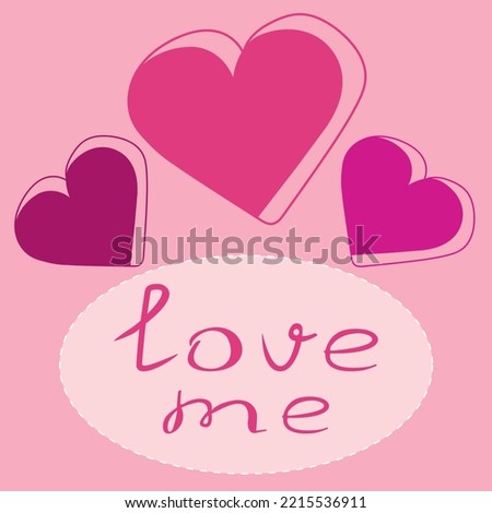 Love card with hand drawn simple design. Love me. Hearts. Love symbols. Happy Valentines day