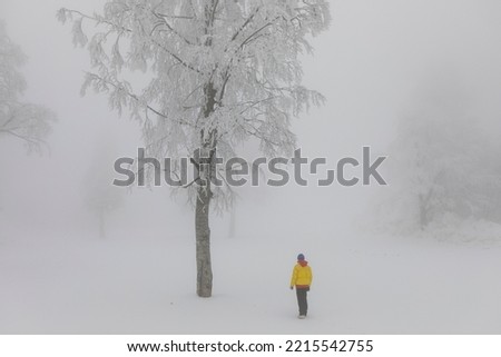 People in the Foggy Mountain Drone Photo, Winter Season Kartepe Ski Center, Kocaeli Izmit, Turkey