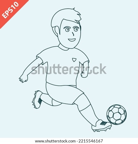 Hand drawn A boy football player cartoon design flat vector modern isolated illustration