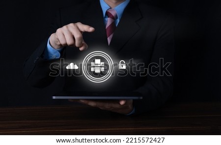 Cloud Printing Technology Business man Use mobile print Royalty-Free Stock Photo #2215572427