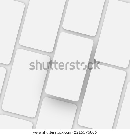 Pattern Of Many Smartphones With Blank White Screens Lying Over Gray Background. Gadgets, Technology And Mobile Communication Advertisement Banner. Square Shot Royalty-Free Stock Photo #2215576885