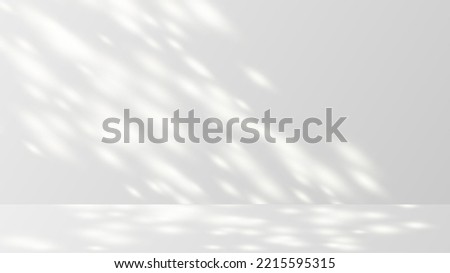 Sunlight on a gray wall, sunbeams in a room, sunny day scene for product presentation. Minimalist interior. Vector illustration. Royalty-Free Stock Photo #2215595315