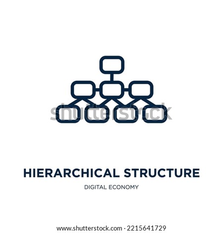 hierarchical structure icon from digital economy collection. Thin linear hierarchical structure, company, business outline icon isolated on white background. Line vector hierarchical structure sign, 