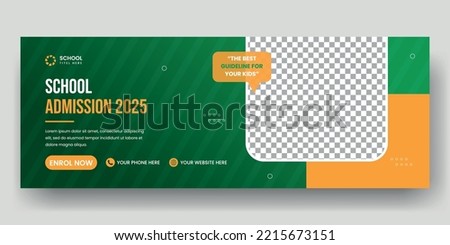School admission social media cover banner and website banner template with green background