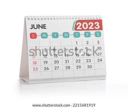 June 2023 Office Calendar Isolated on White Royalty-Free Stock Photo #2215681919