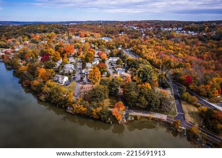Aerial Drone of Budd Lake in the Autumn