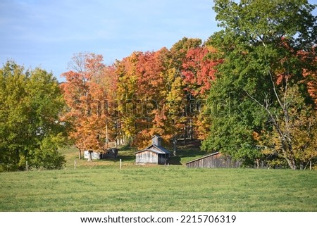 Amish sugarhouse in the autumn countryside Royalty-Free Stock Photo #2215706319