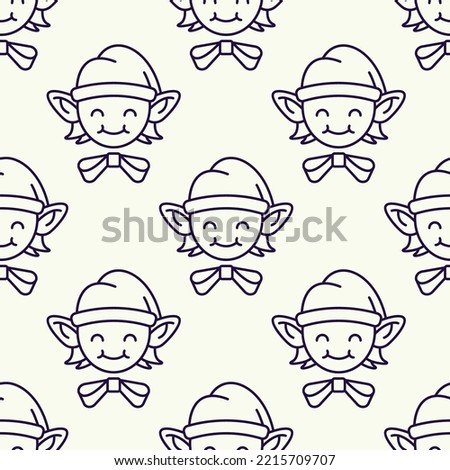 Christmas and New Year concept. Simple pattern of Christmas elf on light beige background. Perfect for web sites, wrappers, giftboxes, postcards 