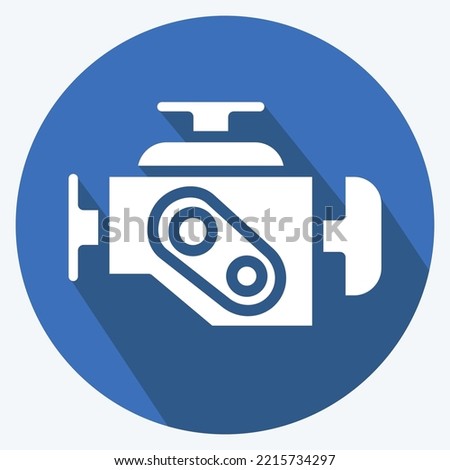 Icon Engine Warning. suitable for Automotive symbol. long shadow style. simple design editable. design template vector. simple illustration