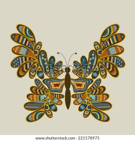  Card with colorful stylized  butterfly 