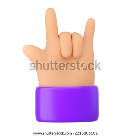 Human hand in rock fingers gesture. win, victory, succes and hard rock music concept. Realistic 3d high quality render isolated