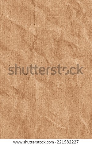 Photograph of Brown Striped Recycle Kraft Paper, extra coarse grain, crumpled grunge texture sample.