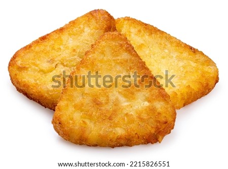 Crispy Hash Browns isolated on white background, Crispy Hash Browns on white With clipping path. Royalty-Free Stock Photo #2215826551