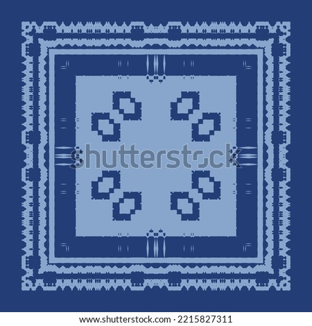 Ethnic ceramic tile in portuguese azulejo. Vector seamless pattern texture. Original design. Blue vintage ornament for surface texture, towels, pillows, wallpaper, print, web background.