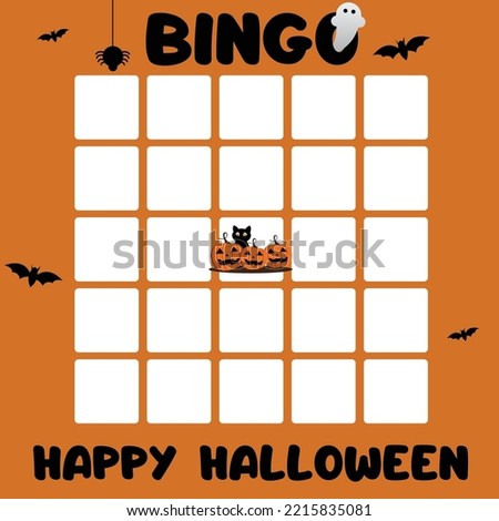 Halloween Themed Blank Bingo Cards With Decorated Bingo.