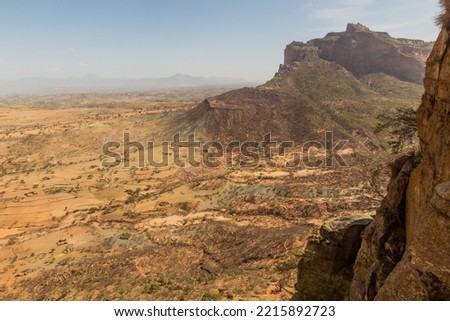 View from Abuna Yemata Guh rock-hewn church, Tigray region, Ethiopia Royalty-Free Stock Photo #2215892723