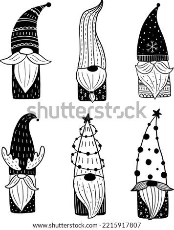 Christmas Scandinavian cute gnome vector illustration for design, print, pattern, isolated on white background