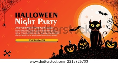 Halloween spooky cartoon illustration. Graphic design for the decoration of gift certificates, banners and flyer.