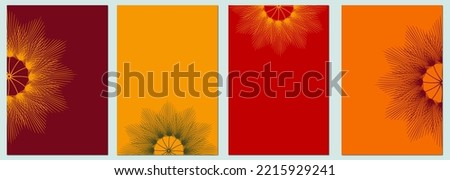 Bright posters, postcards, invitations, backgrounds of warm autumn tones decorated with an abstract natural element. It can also be used for social media posts