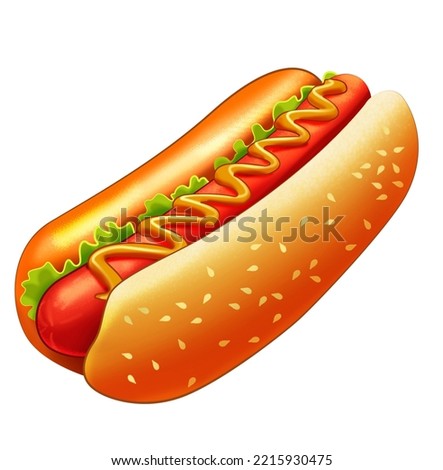 Hot dog Illustration , Hot dog Clip Art