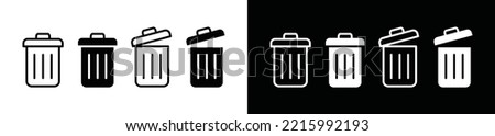 Trash bin icon vector. Trash can  or dust bin or rubbish bin or dump place sign silhouette. Rubbish bin, garbage can symbol illustration. Royalty-Free Stock Photo #2215992193