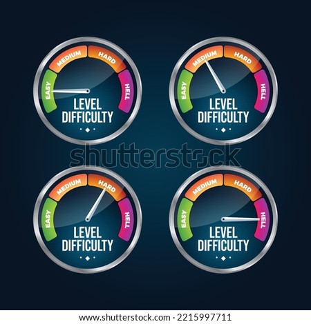 The Speedometer of a Level. Four Level Difficulty. Isolated Vector Illustration Royalty-Free Stock Photo #2215997711