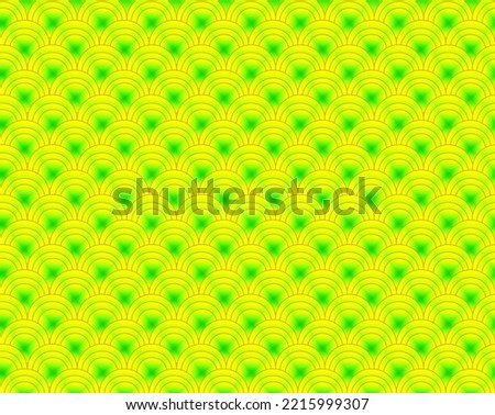 Water wave seamless pattern.  Lemon Green yellow  Gold color asia Background. fish scale. dragon scale. mermaid scale