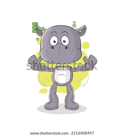 the hippopotamus full battery character. cartoon mascot vector