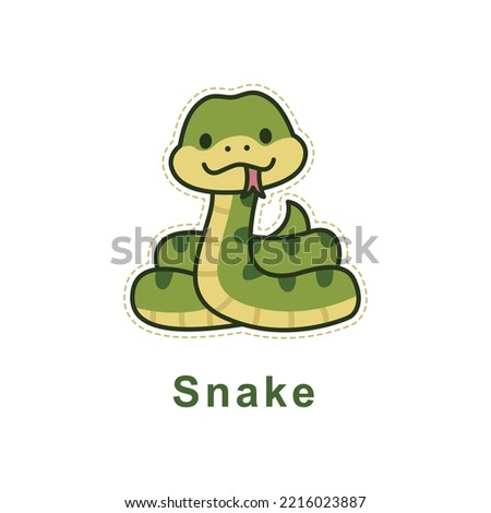 Cartoon cute baby snake, vector illustration