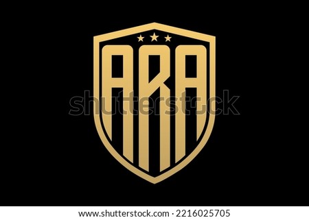 ARA letter logo. ARA letter design with black background. This is gold letter logo. Use stylist fashion logo. Decorative design. Royalty-Free Stock Photo #2216025705