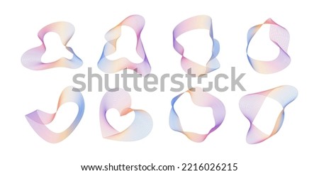 Abstract glowing wavy lines circles curve shape with rainbow gradient color. Digital round frequency track and voice equalizer. Vector elegant and blend design element