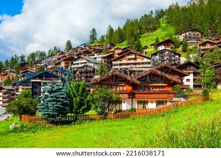 Traditional local houses in the centre of Zermatt town in the Valais canton of Switzerland
 Royalty-Free Stock Photo #2216038171