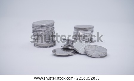 A collection of coins isolated on white background
